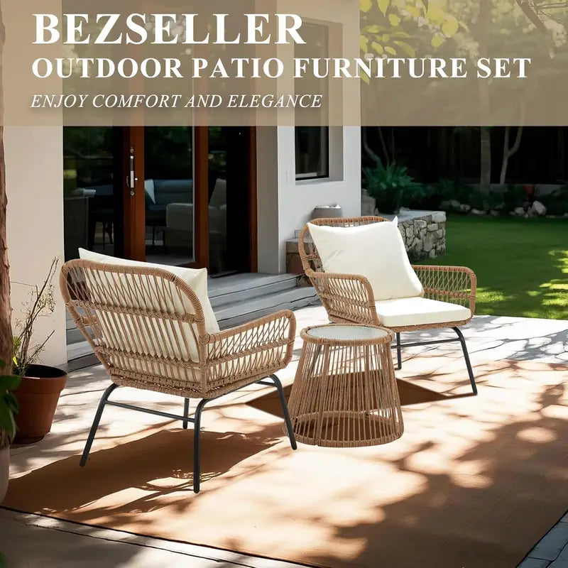 3-Piece Wicker Patio Set